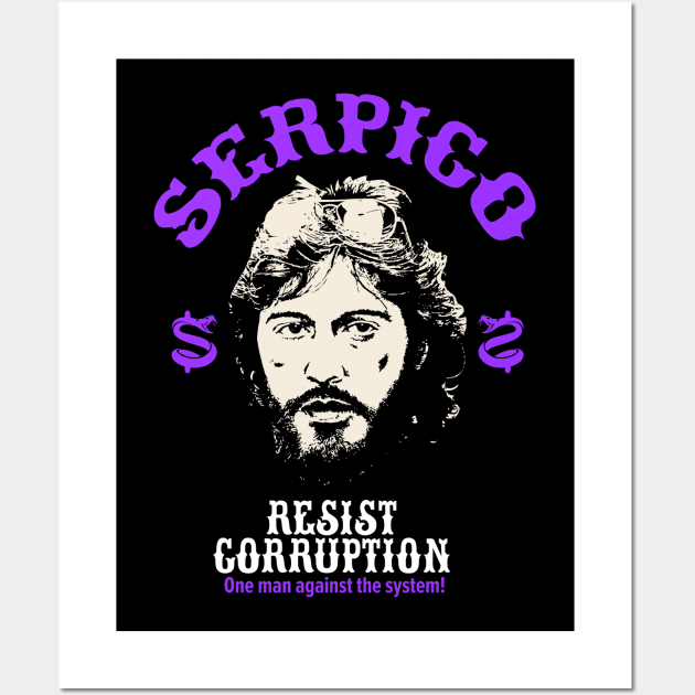 Serpico - Defying Corruption - Vintage Al Pacino T-Shirt Design Wall Art by Boogosh